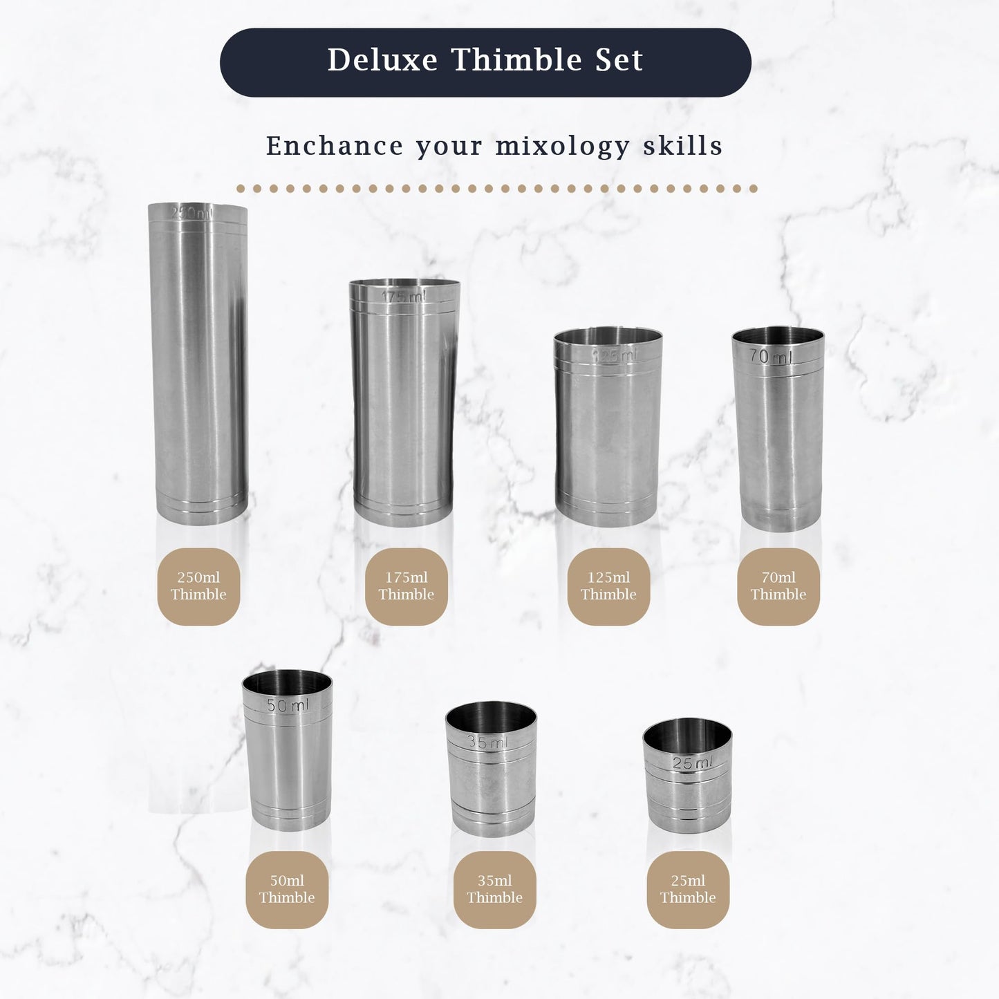 Stainless Steel Thimble Measure (7 Piece) - Premium Kitchen from Chabrias Ltd - Just £18.99! Shop now at Chabrias Ltd