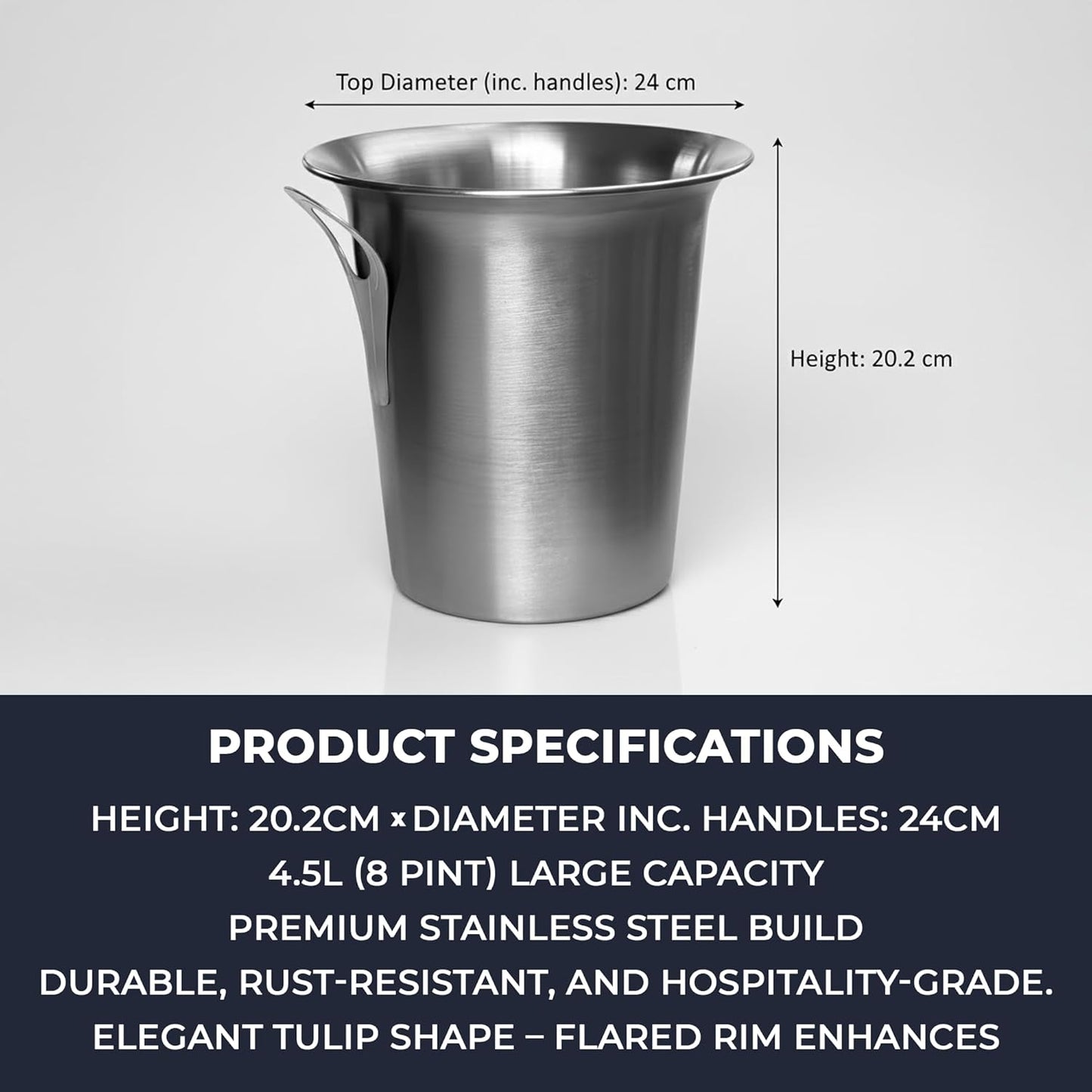 Premium Stainless Steel Ice Bucket 4.5L | Wine & Champagne Drinks Cooler for Parties, BBQs & Home Bars - Premium  from Chabrias Ltd - Just £13.99! Shop now at Chabrias Ltd