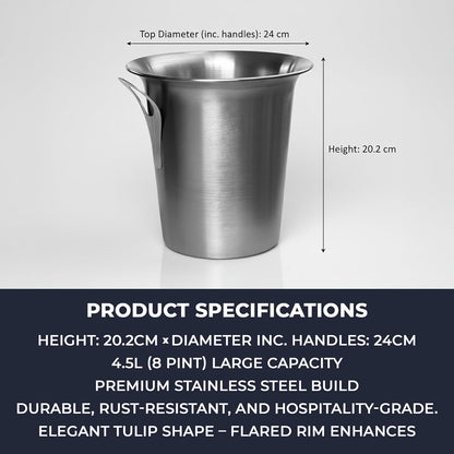 Premium Stainless Steel Ice Bucket 4.5L | Wine & Champagne Drinks Cooler for Parties, BBQs & Home Bars - Premium  from Chabrias Ltd - Just £13.99! Shop now at Chabrias Ltd