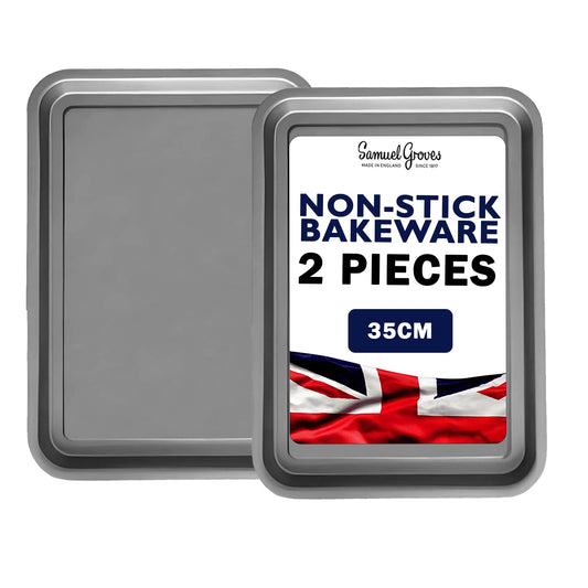 2 x Non Stick Oven Baking Tray Large (35cm) - Premium Kitchen from Samuel Groves - Just £8.99! Shop now at Chabrias Ltd