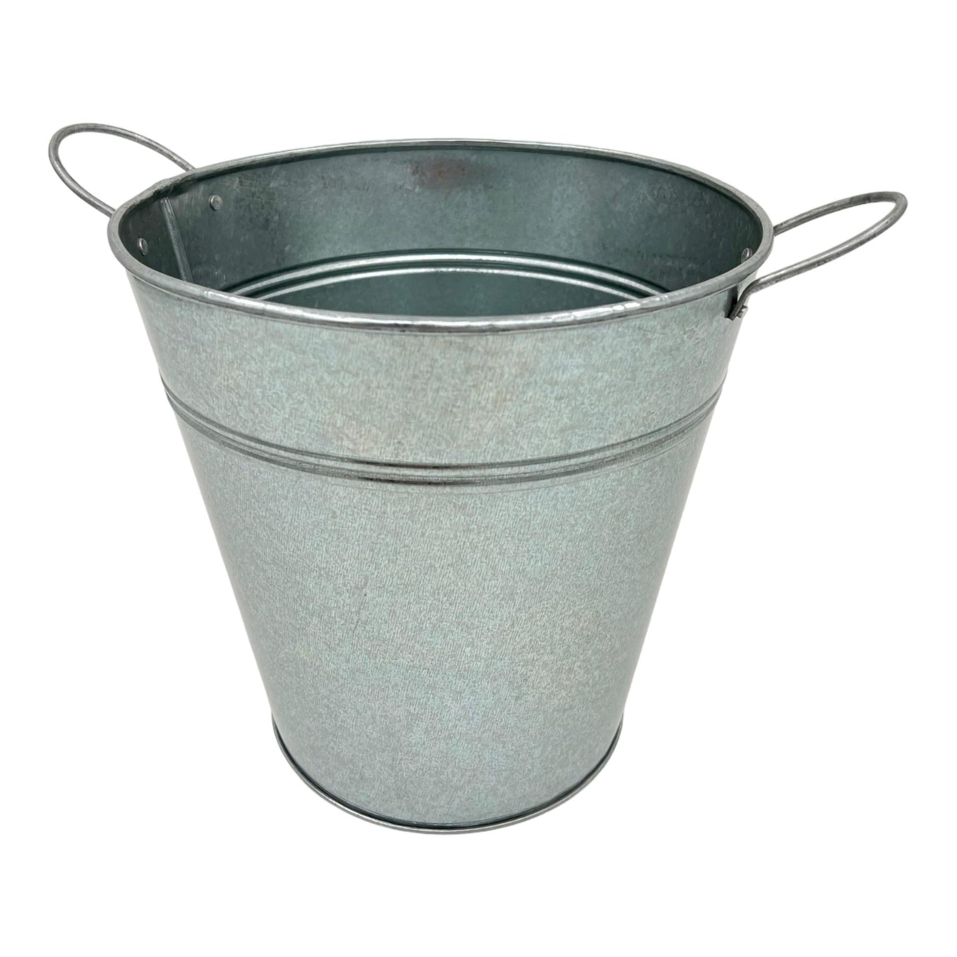 Galvanized Ice Bucket - 10" Diameter | Rustic Vintage Design | Premium Quality | Two Metal Handles for Easy Mobility - Premium Kitchen from Chabrias Ltd - Just £9.49! Shop now at Chabrias Ltd