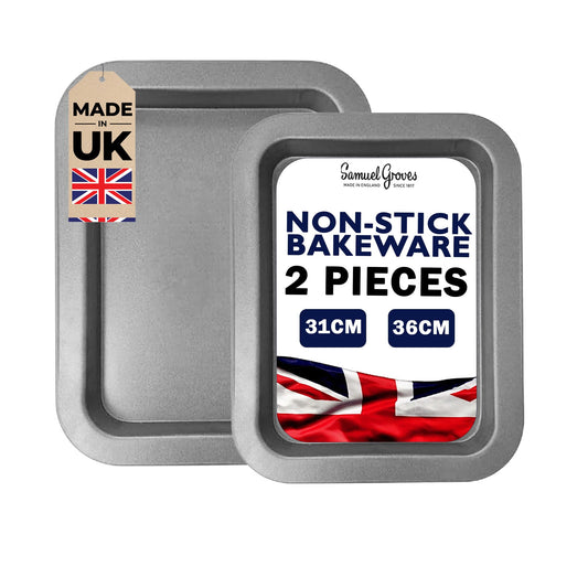 2 x Non-Stick Baking Oven Set (31 & 36cm) - Premium Home from Samuel Groves - Just £13.29! Shop now at Chabrias Ltd