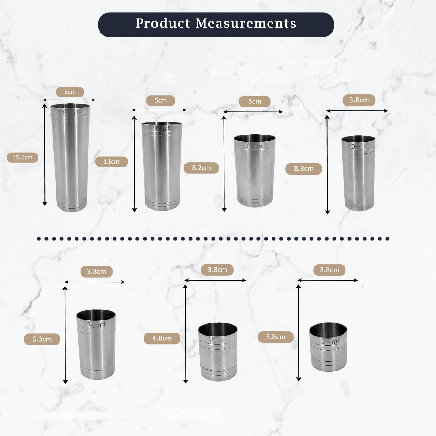 Stainless Steel Thimble Measure (7 Piece) - Premium Kitchen from Chabrias Ltd - Just £18.99! Shop now at Chabrias Ltd
