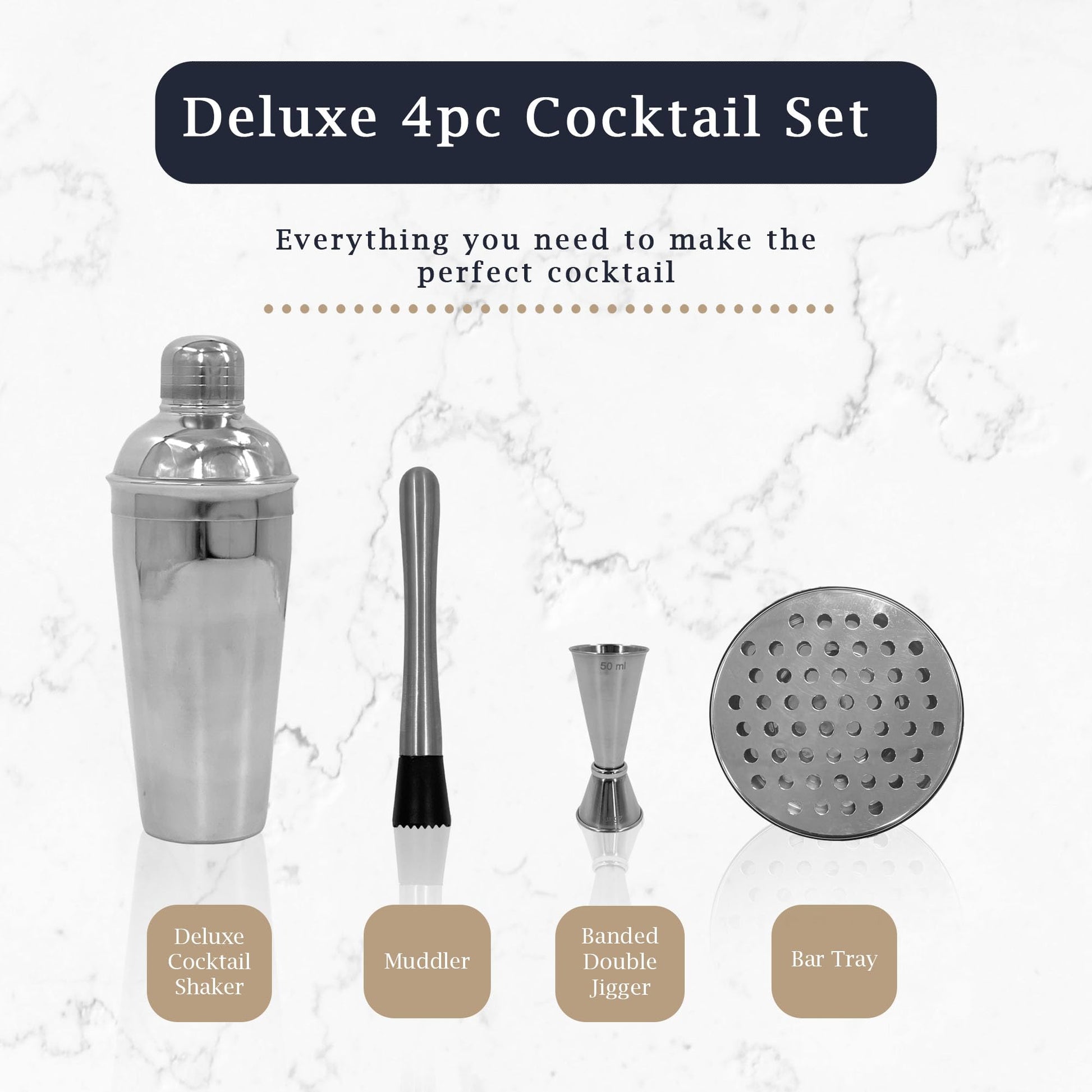 Premium Stainless Steel Cocktail Set, Shaker, Cocktail Bar Tray, Thimble Set, Cocktail Set, Measuring Set, Shot Meaures, Bar Spirit Measures - Premium Home from Chabrias Ltd - Just £18.04! Shop now at Chabrias Ltd