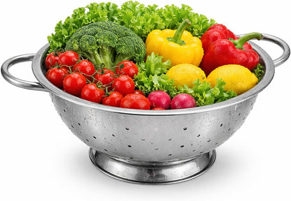 Stainless Steel Colander with Two Robust Handles - Heavy Duty and Efficient Draining