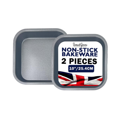 2 x Non-Stick Square Sandwich Cake Tin (25cm) - Premium Kitchen from Samuel Groves - Just £14.24! Shop now at Chabrias Ltd