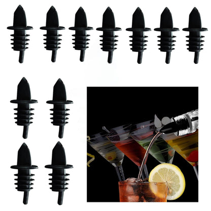 Chabrias Ltd Free Flow Pourers Black Pack of 12 Freeflow Plastic Pourer for Spirits, Juices, Syrups & Oils Conical Wine Spout Stopper with Air Tube Alcohol Pouring Tube for Bars, Restaurants, Kitchen