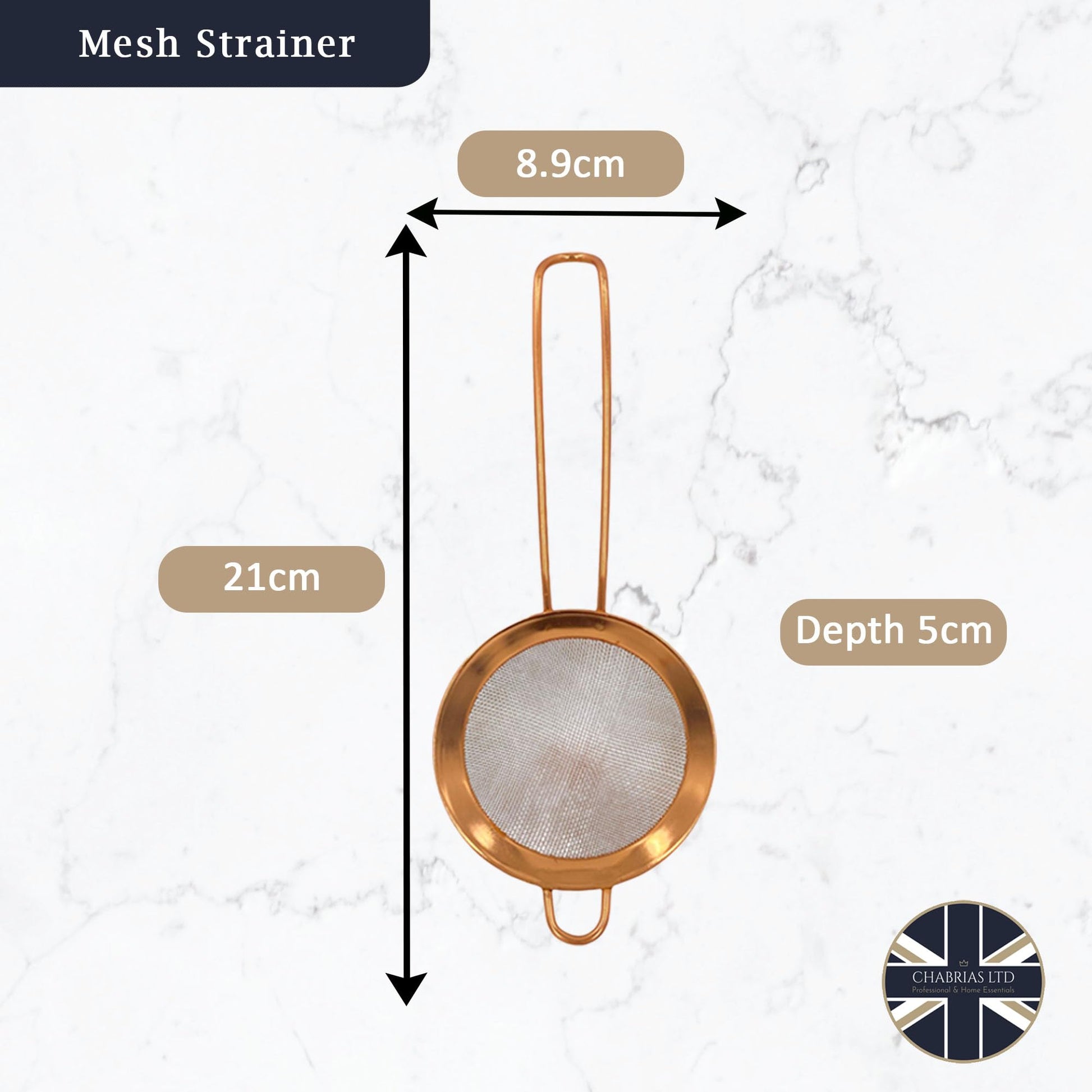 Chabrias Fine Mesh Cocktail Strainer Small Sieve- Stainless Steel - 23 x 7.8 x 4.6cm - Professional Bartending Tool - Premium Kitchen from Chabrias Ltd - Just £4.74! Shop now at Chabrias Ltd