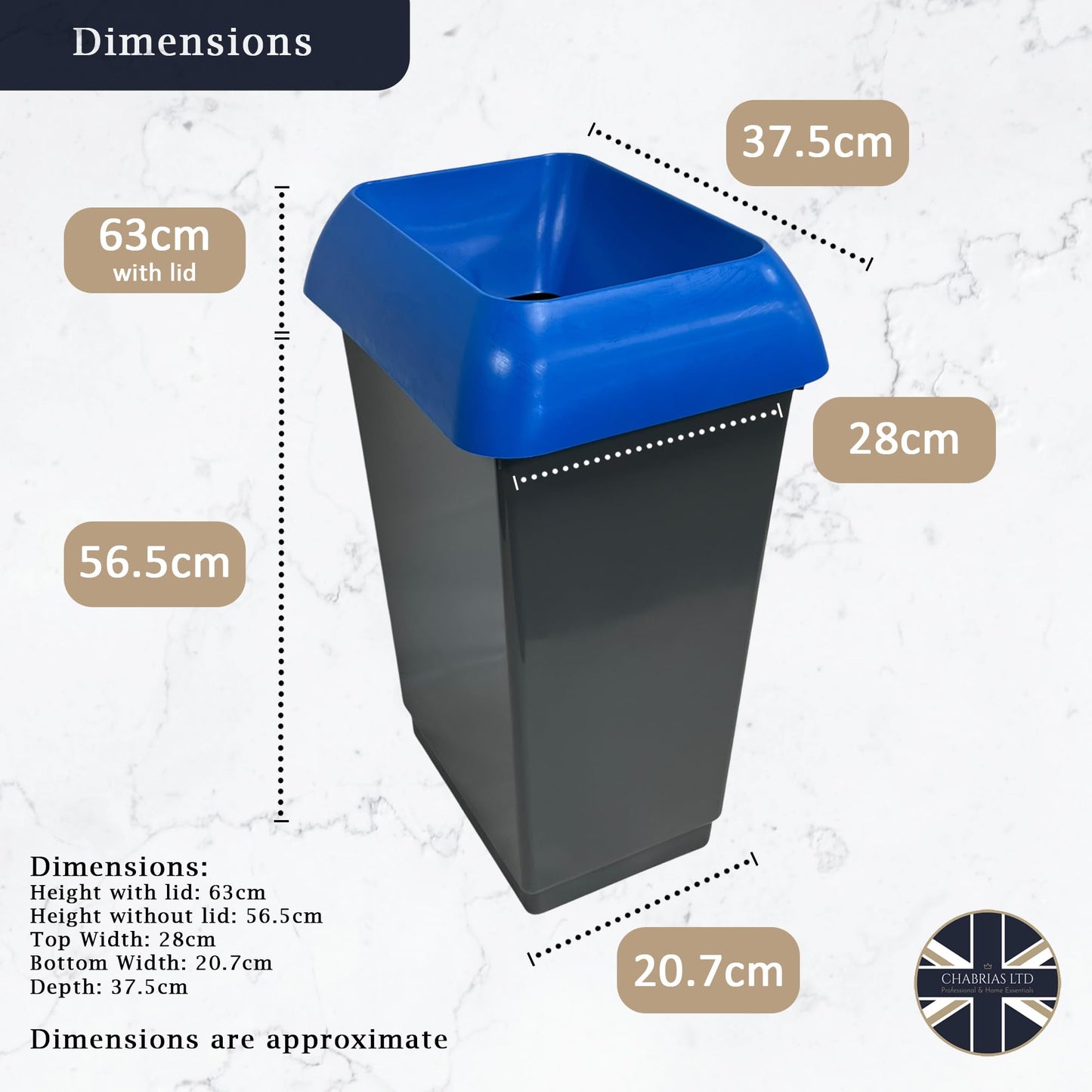 Set of 4, 50 Litre Recycling Bin with Lid & Stickers Included - Premium Bins from Chabrias Ltd - Just £92.99! Shop now at Chabrias Ltd