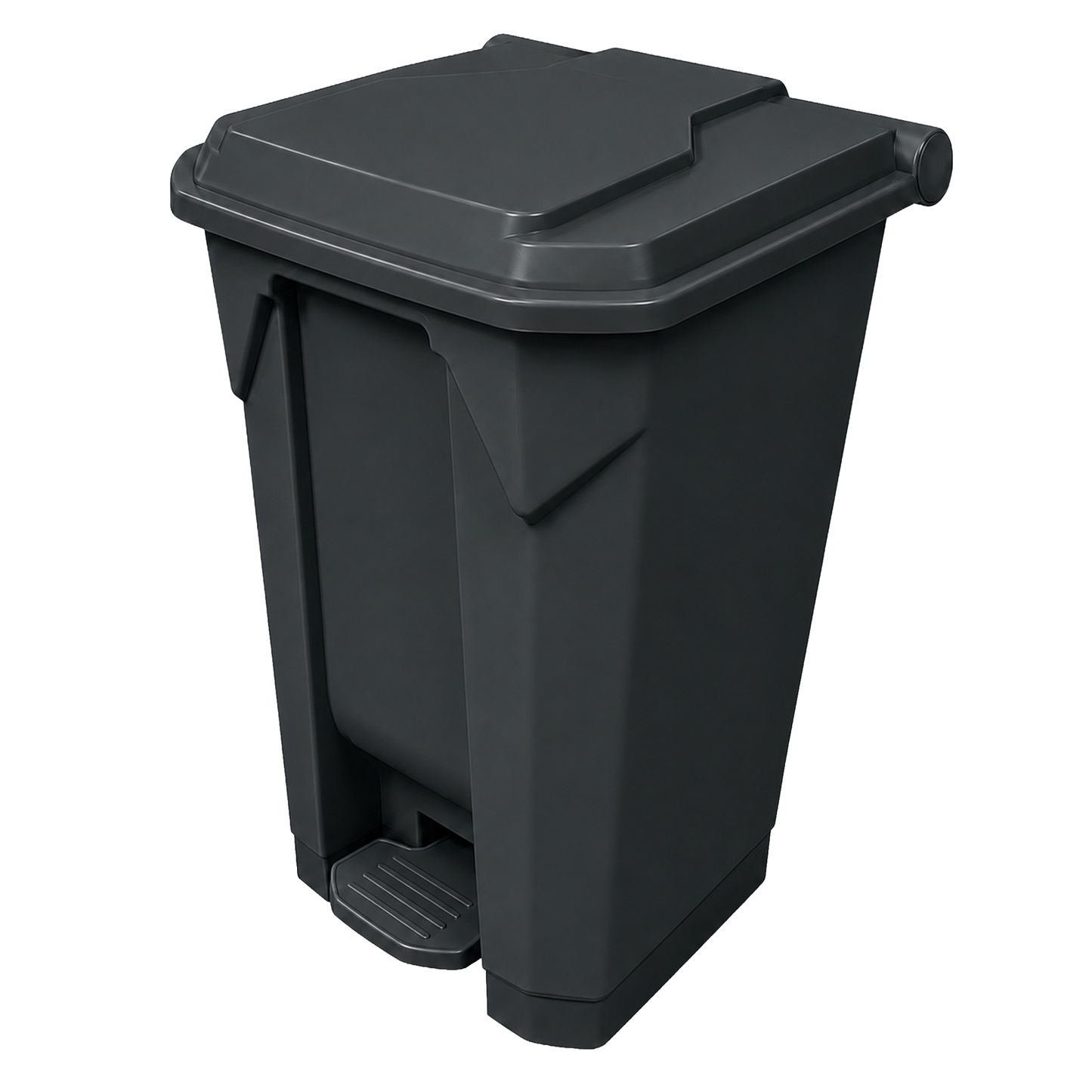 Large grey 80L hands-free waste bin with foot pedal for workplace recycling and general rubbish