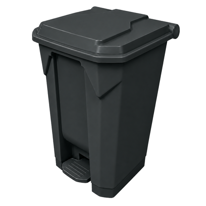 Large grey 80L hands-free waste bin with foot pedal for workplace recycling and general rubbish