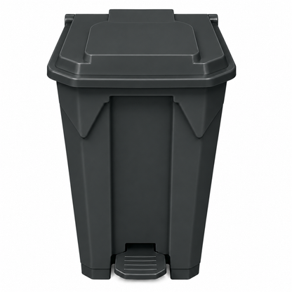 80 litre grey step-on pedal bin with fitted lid for kitchen office and commercial waste
