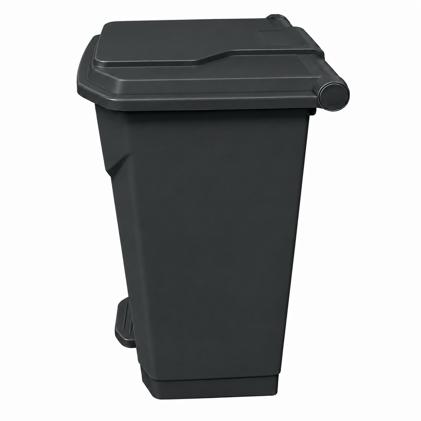 Grey polypropylene pedal bin with lid, ideal for kitchens, offices, schools and washrooms