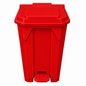 80 litre red step-on pedal bin with fitted lid for kitchen office and commercial waste