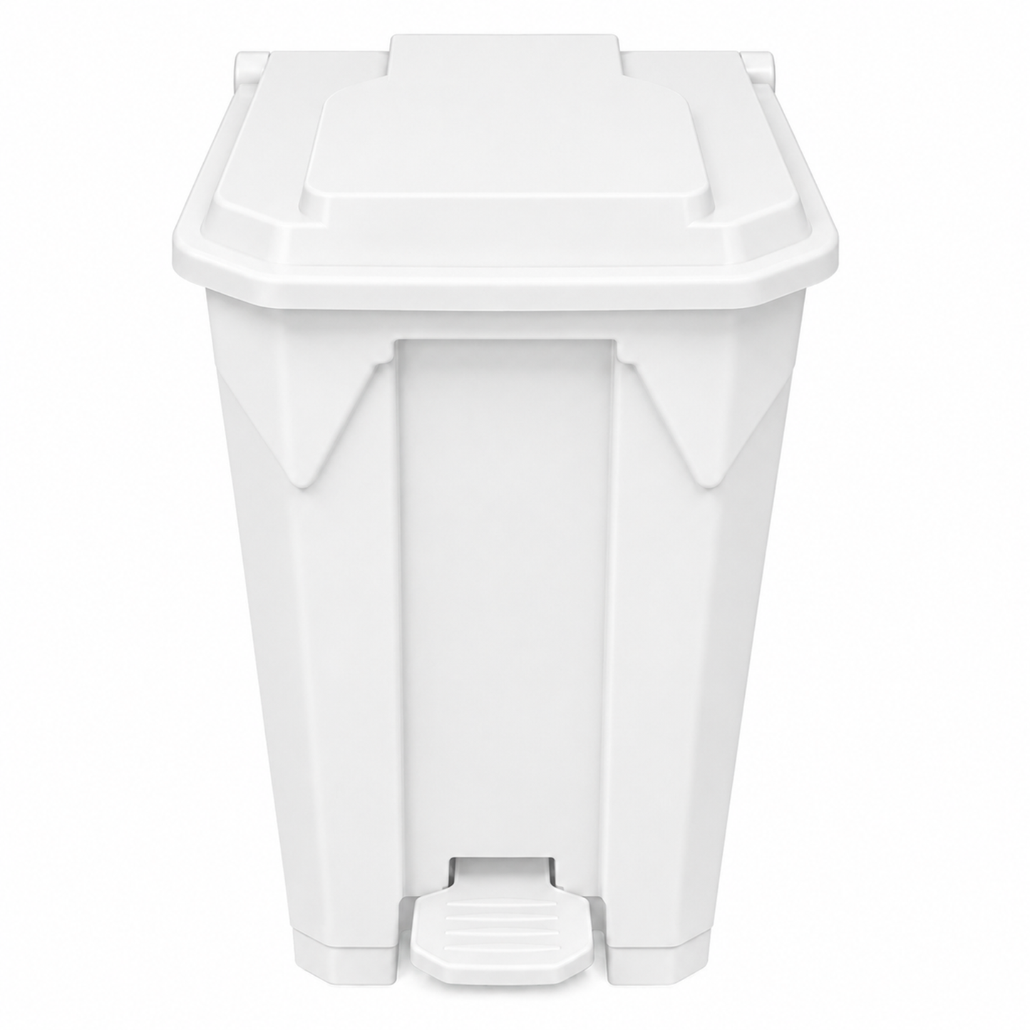 80 litre white step-on pedal bin with fitted lid for kitchen office and commercial waste