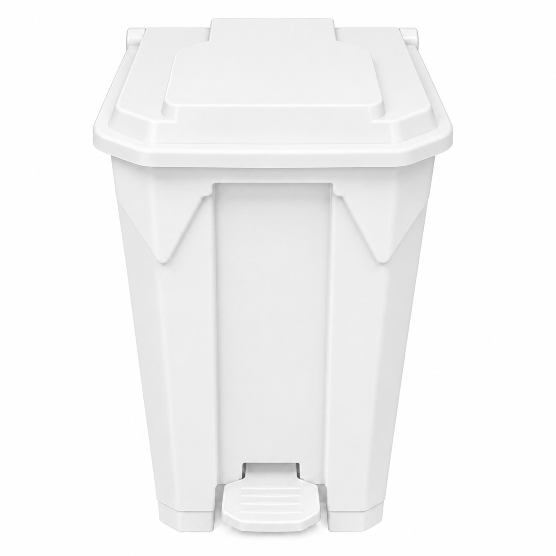 80 litre white step-on pedal bin with fitted lid for kitchen office and commercial waste