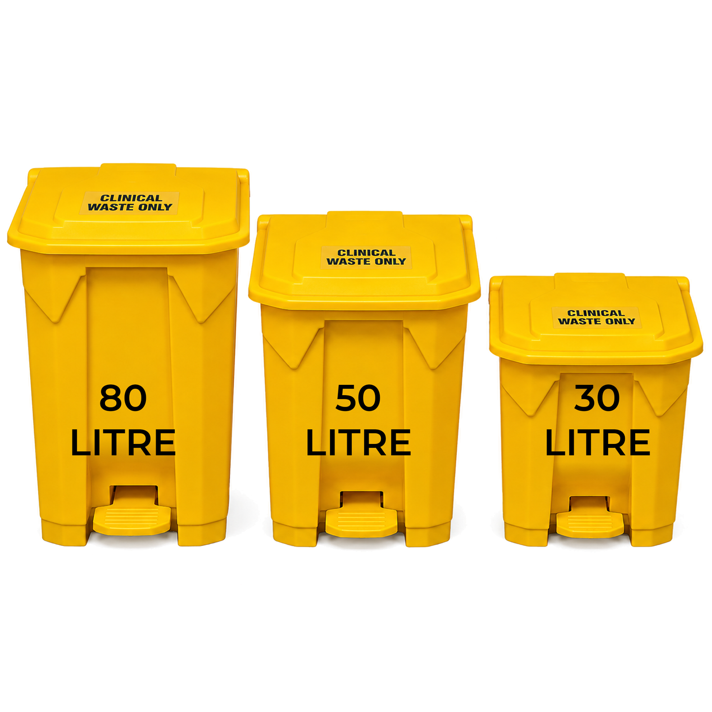 80 Litre Yellow Clinical Waste Step-on Pedal Bin - Hands-Free Waste Bin for Hospitals, Clinics & Care Home