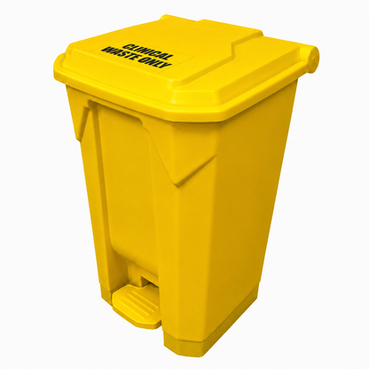 80 Litre Yellow Clinical Waste Step-on Pedal Bin - Hands-Free Waste Bin for Hospitals, Clinics & Care Home