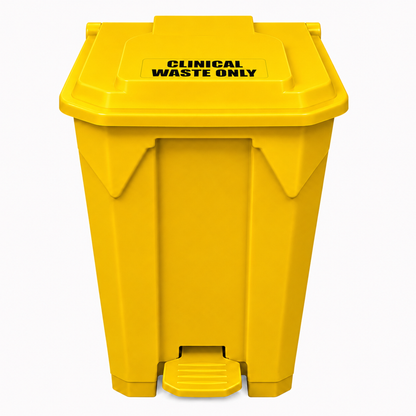 80 Litre Yellow Clinical Waste Step-on Pedal Bin - Hands-Free Waste Bin for Hospitals, Clinics & Care Home