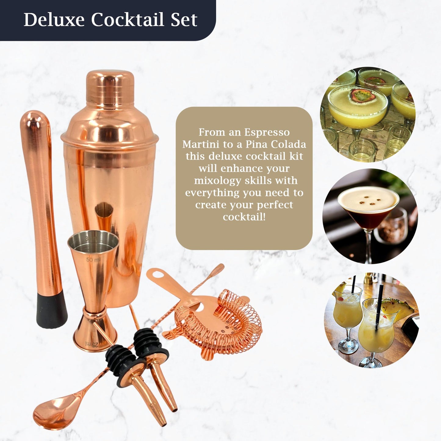 Premium Stainless Steel Cocktail Shakers Set,Cocktail Making Kit, Cocktail Set, Shaker, Jigger, Muddler, Strainer, Pourers, Mixing Spoon, Bar Blade & More - Premium Home from Chabrias Ltd - Just £9.49! Shop now at Chabrias Ltd