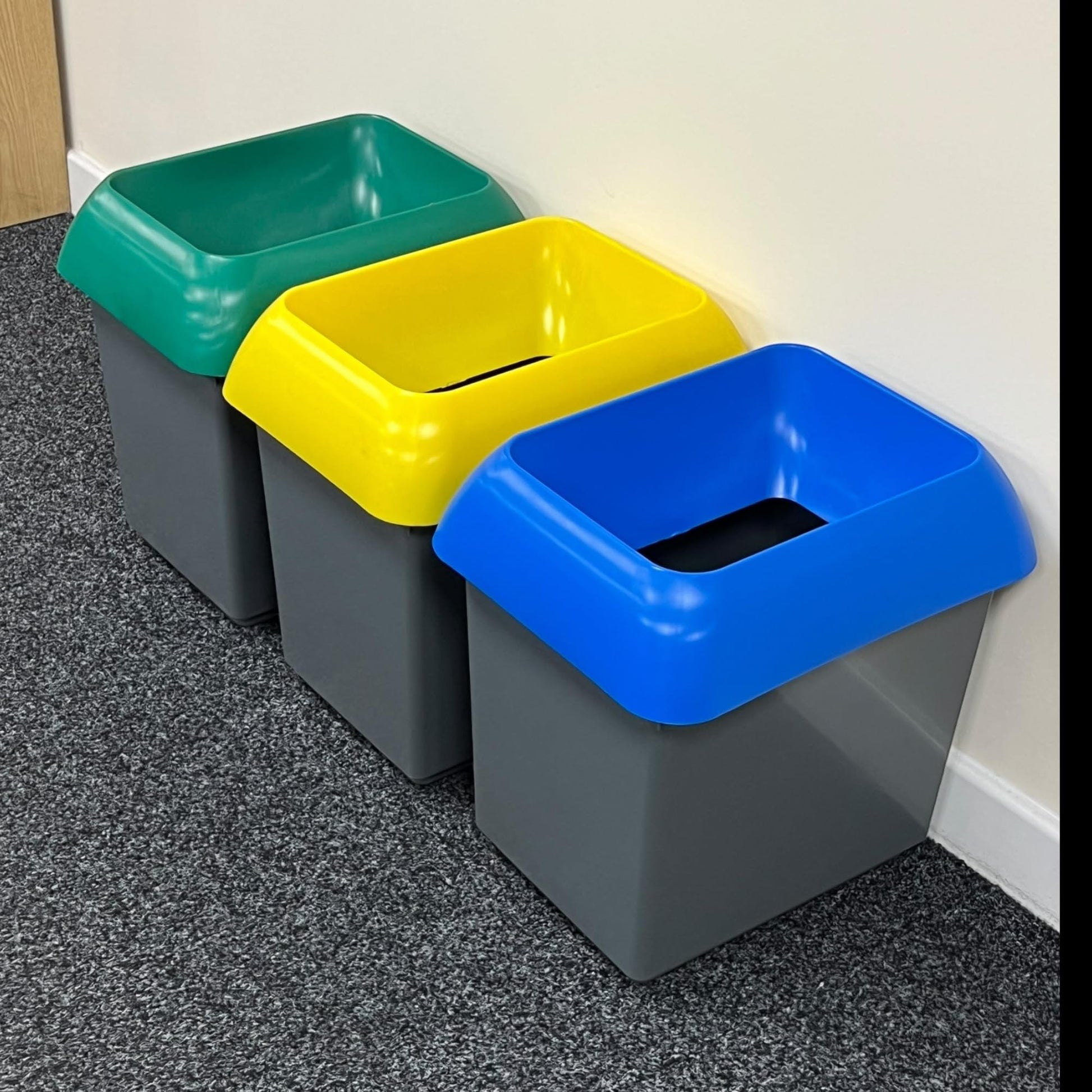 Chabrias Ltd 30 Litre Set of 3 Recycling Waste Bin With Lid & Logo - Made in England From 100% Recycled Plastic - Premium BISS from Chabrias Ltd - Just £69.99! Shop now at Chabrias Ltd