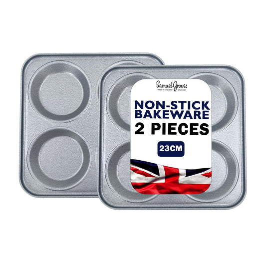 2 x Non-Stick 4 Cup Yorkshire Pudding Oven Tray (23cm) - Premium Home from Samuel Groves - Just £8.54! Shop now at Chabrias Ltd