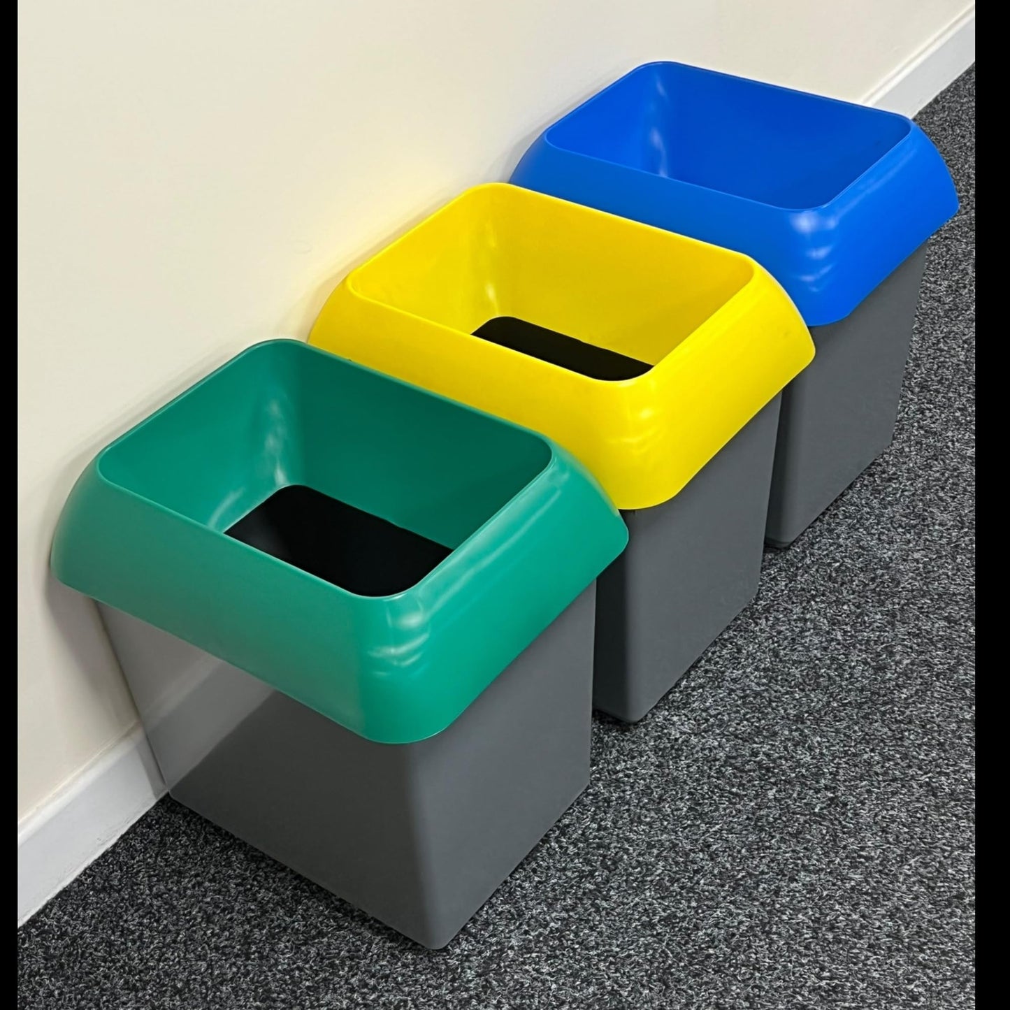 Chabrias Ltd 30 Litre Set of 3 Recycling Waste Bin With Lid & Logo - Made in England From 100% Recycled Plastic - Premium BISS from Chabrias Ltd - Just £69.99! Shop now at Chabrias Ltd