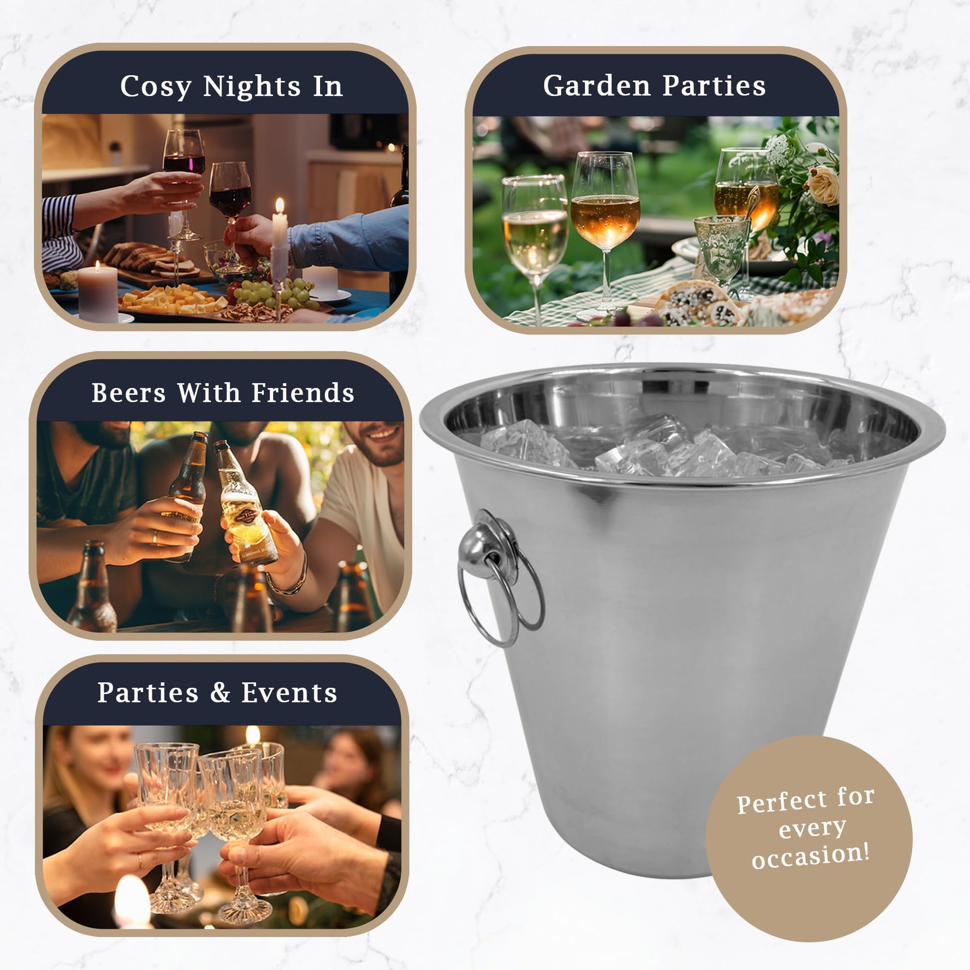 Chabrias Ltd Champagne Wine Ice Bucket, Ice Bucket, Champagne Bucket, Beer Cooler, Drinks Cooler, Wine Bucket, Ice Buckets, Wine Cooler Bucket, 5 Litre in High Polished Stainless Steel (5 Litre) - Premium Kitchen from Chabrias Ltd - Just £8.50! Shop now at Chabrias Ltd