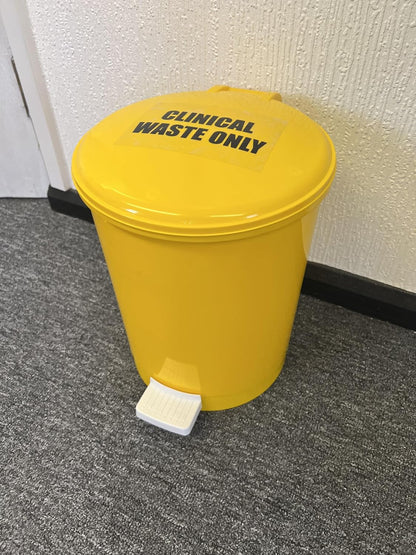 Plastic Pedal Bin, Yellow Clinical Waste, 12L - Premium Bins from Chabrias Ltd - Just £24.99! Shop now at Chabrias Ltd