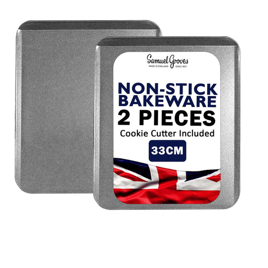 2 x Non-Stick Slide Off Baking Sheet (33cm) - Premium Kitchen from Samuel Groves - Just £11.39! Shop now at Chabrias Ltd