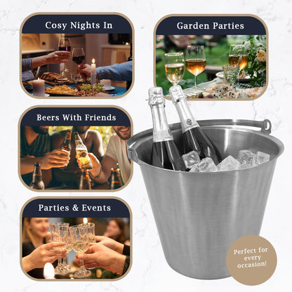 Stainless Steel Ice Bucket, 12L - Premium Home from Chabrias Ltd - Just £24.99! Shop now at Chabrias Ltd