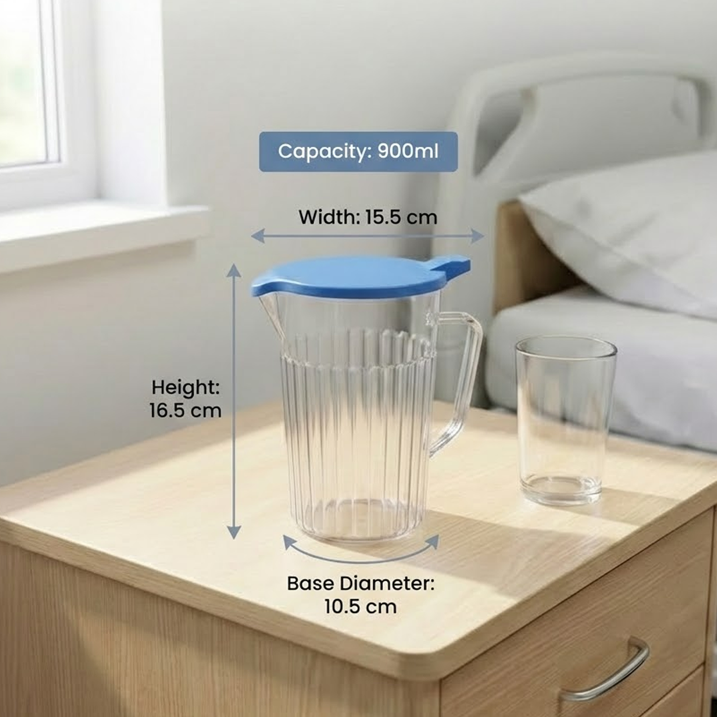 pack of 6 900ml water jugs with antibacterial lids outdoor use UK made polycarbonate reusable dishwasher safe
