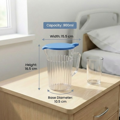 pack of 6 900ml water jugs with antibacterial lids outdoor use UK made polycarbonate reusable dishwasher safe
