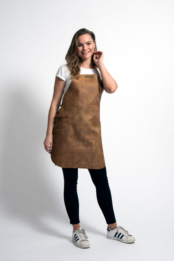 Rustic Classic Leather Apron for Her - Whiskey