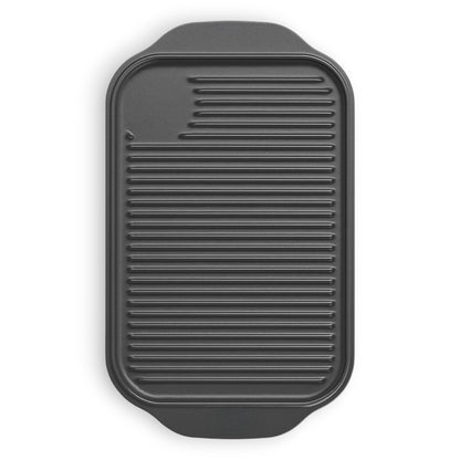 Cast iron reversible griddle tray 48cm x 26cm smooth and ribbed
