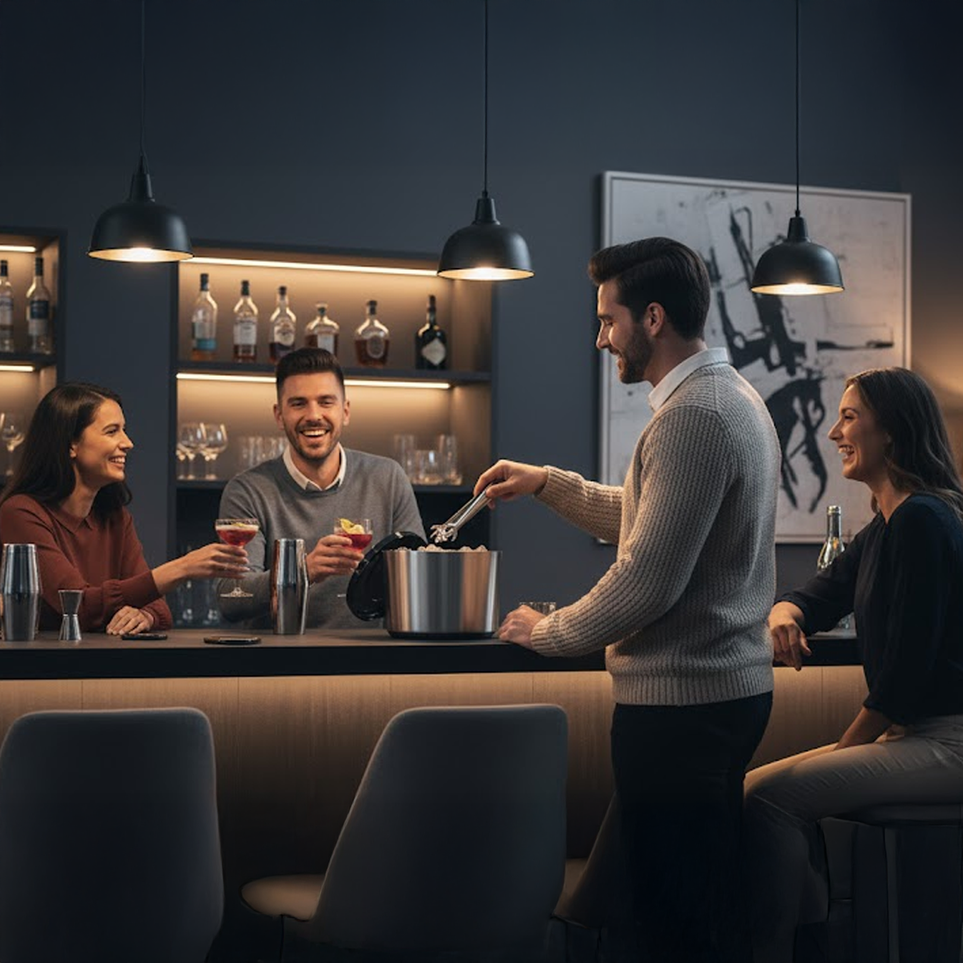 10 Litre Plastic Ice Bucket With Lid, Tongs & Removable Draining Liner, Brushed Aluminium - Premium Home from Chabrias Ltd - Just £19.99! Shop now at Chabrias Ltd