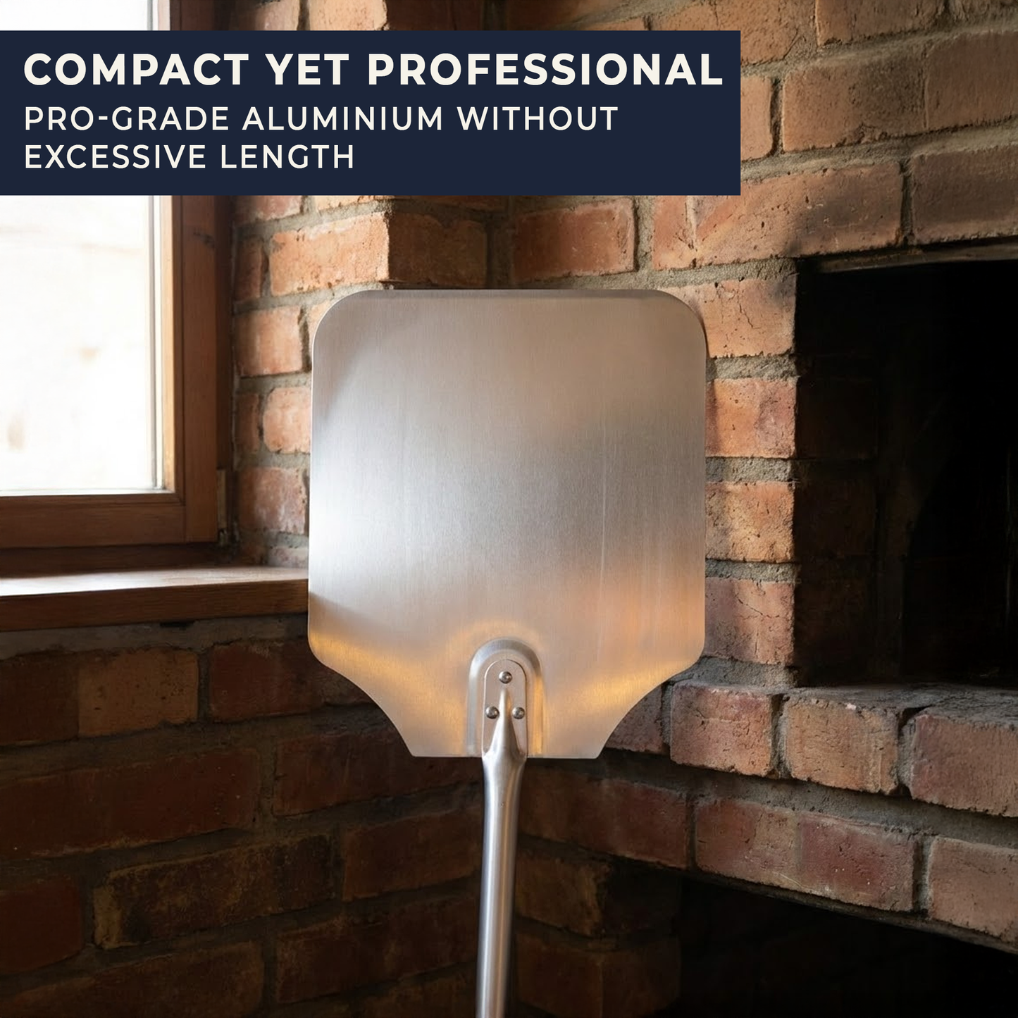 Professional Aluminium Pizza Peel - Long 22” Handle, Compact Commercial Grade (12 x 14” Blade)