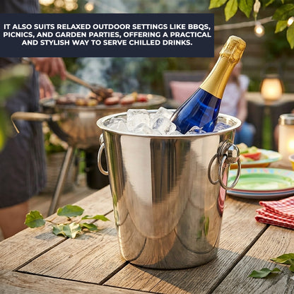 Stainless Steel 5 Litre Ice Bucket - 16 Pack - Sleek Metal Design for Wine, Champagne & Beverages