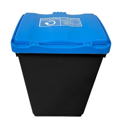 50 Litre Recycling Bin with Blue Swing Lid & Paper and Card Sticker Included - Premium Bins from Chabrias Ltd - Just £34.99! Shop now at Chabrias Ltd