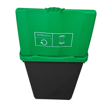 50 Litre Recycling Bin with Green Swing Lid & Food Waste Sticker Included - Premium Bins from Chabrias Ltd - Just £34.99! Shop now at Chabrias Ltd