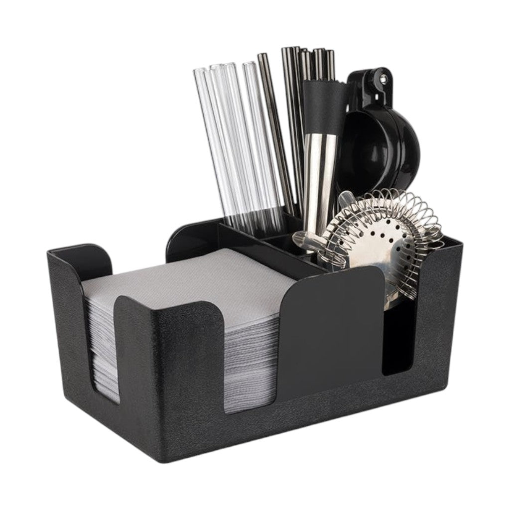 Classic Black Bar Caddy Organiser – Bar Tidy for Home & Pubs - Premium Kitchen from Chabrias Ltd - Just £6.99! Shop now at Chabrias Ltd