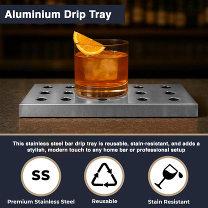 Polished Bar Drip Tray Rectangular Spill Tray for Home Bars, Pubs & Drink Stations - Premium Home from Chabrias Ltd - Just £29.99! Shop now at Chabrias Ltd