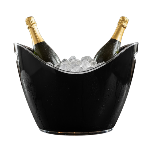 8 Litre Black Acrylic Ice Bucket – Large Drinks & Champagne Tub with Carry Handles - Premium  from Chabrias Ltd - Just £23.99! Shop now at Chabrias Ltd