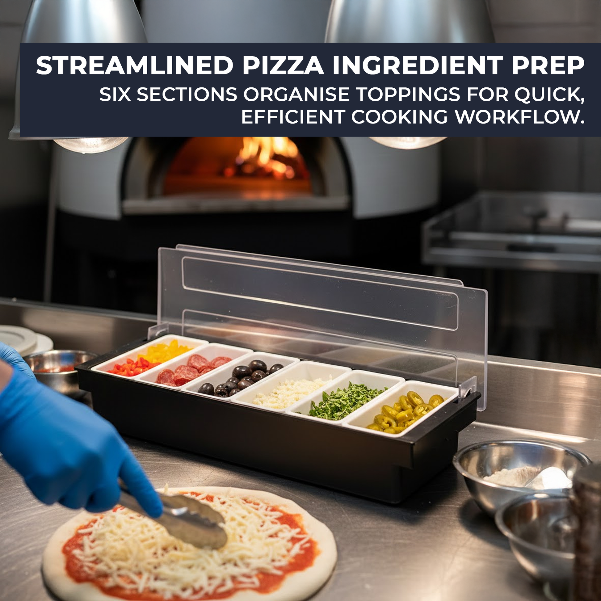 Black Plastic Condiment Holder with Clear Flip Lid & Integrated Carry Handles - 6-Compartment - Food-Safe – Professional Garnish & Topping Station - Premium  from Chabrias Ltd - Just £17.99! Shop now at Chabrias Ltd