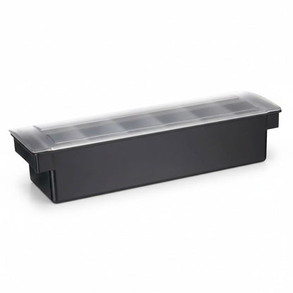 Black Plastic Condiment Holder with Clear Flip Lid & Integrated Carry Handles - 6-Compartment - Food-Safe – Professional Garnish & Topping Station - Premium  from Chabrias Ltd - Just £17.99! Shop now at Chabrias Ltd