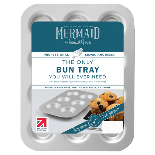 Silver Anodised Bun Tin – 12 Hole – Made in England - Premium Bakeware from Mermaid - Just £29.99! Shop now at Chabrias Ltd
