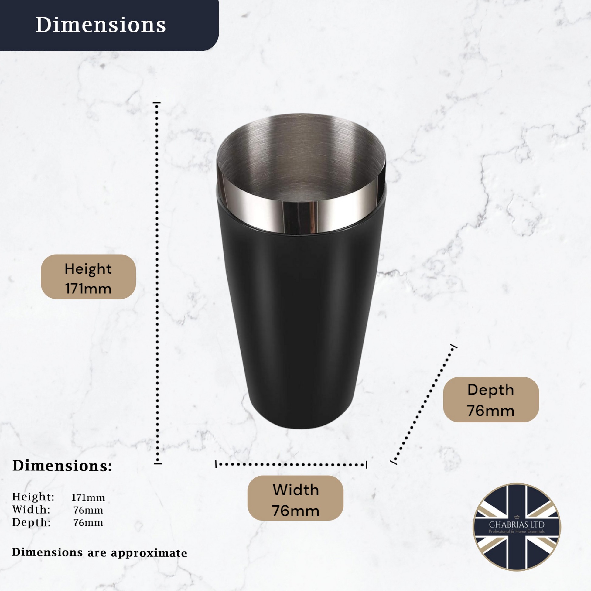 Vinyl Boston Cocktail Shaker Set, Black - Premium Home from Chabrias Ltd - Just £9.49! Shop now at Chabrias Ltd