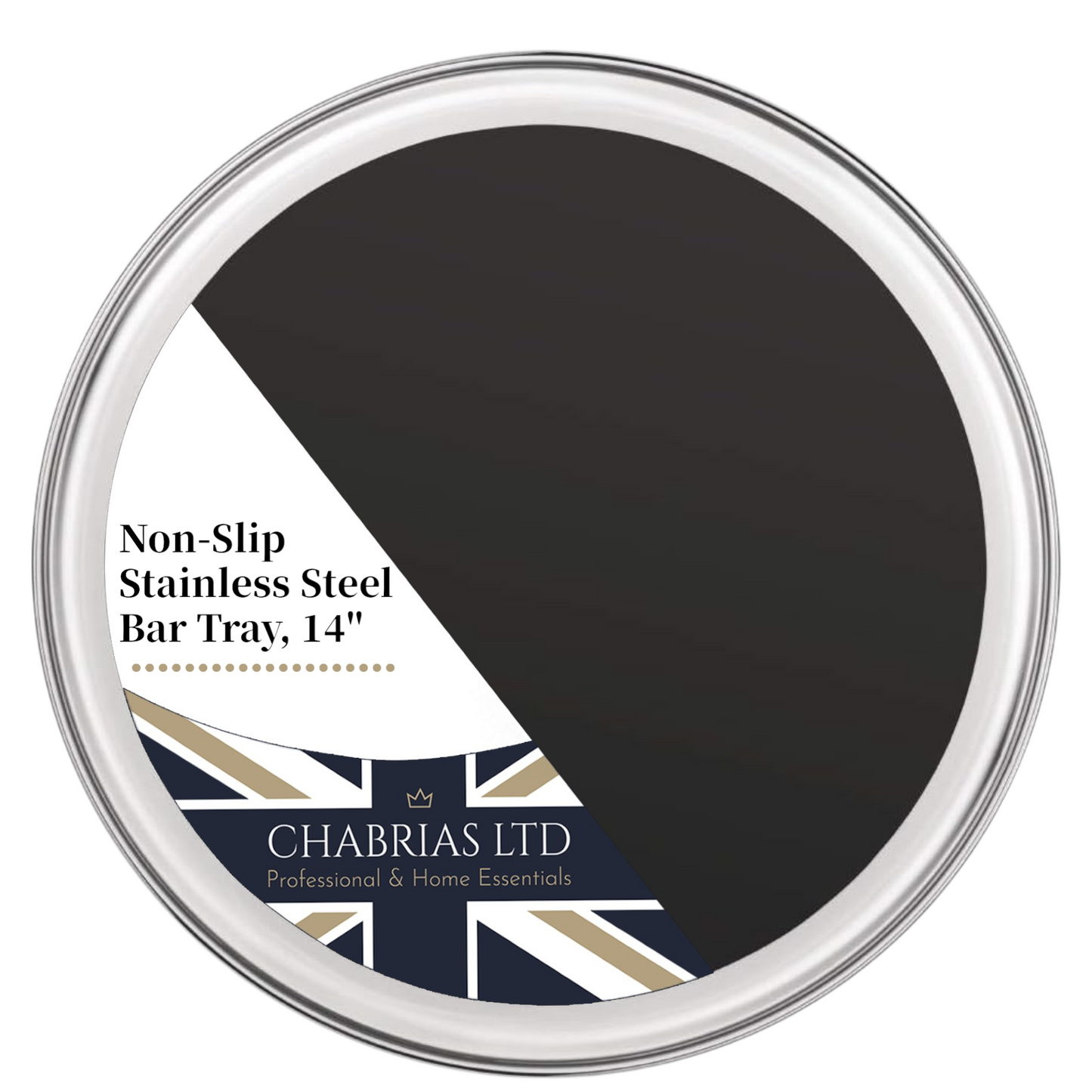Stainless Steel Non-Slip Bar Tray, 14 Inch - Premium Home from Chabrias Ltd - Just £14.99! Shop now at Chabrias Ltd