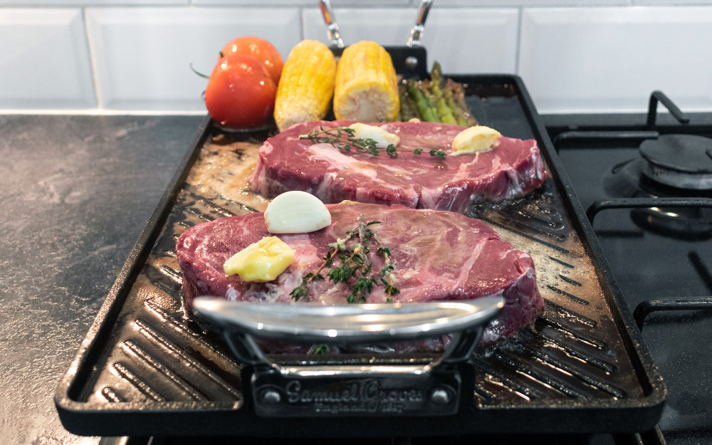 Britannia Cast Iron Square Griddle, With Side Handles (26cm) - Premium Kitchen from Samuel Groves - Just £129.99! Shop now at Chabrias Ltd