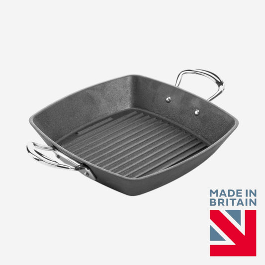 Britannia Cast Iron Square Griddle, With Side Handles (26cm) - Premium Kitchen from Samuel Groves - Just £129.99! Shop now at Chabrias Ltd